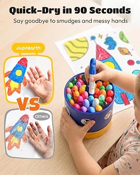 JUPITEARTH 36 Colors Rocket Tempera Paint Sticks for Kids and Toddlers