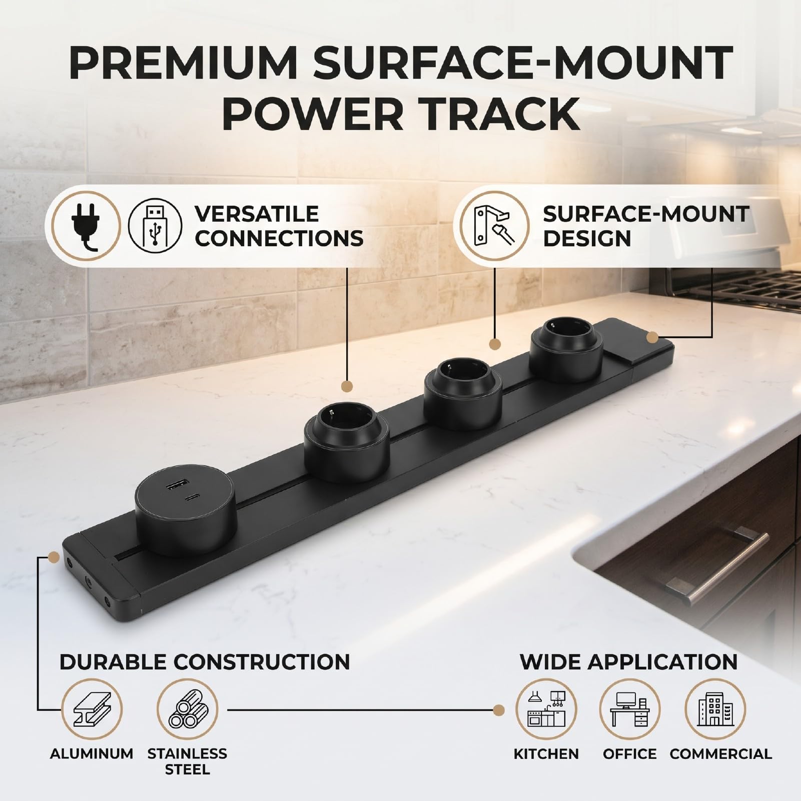 Schimer Presa Power Track da 60 Cm, 3 Prese CA con USB A e C