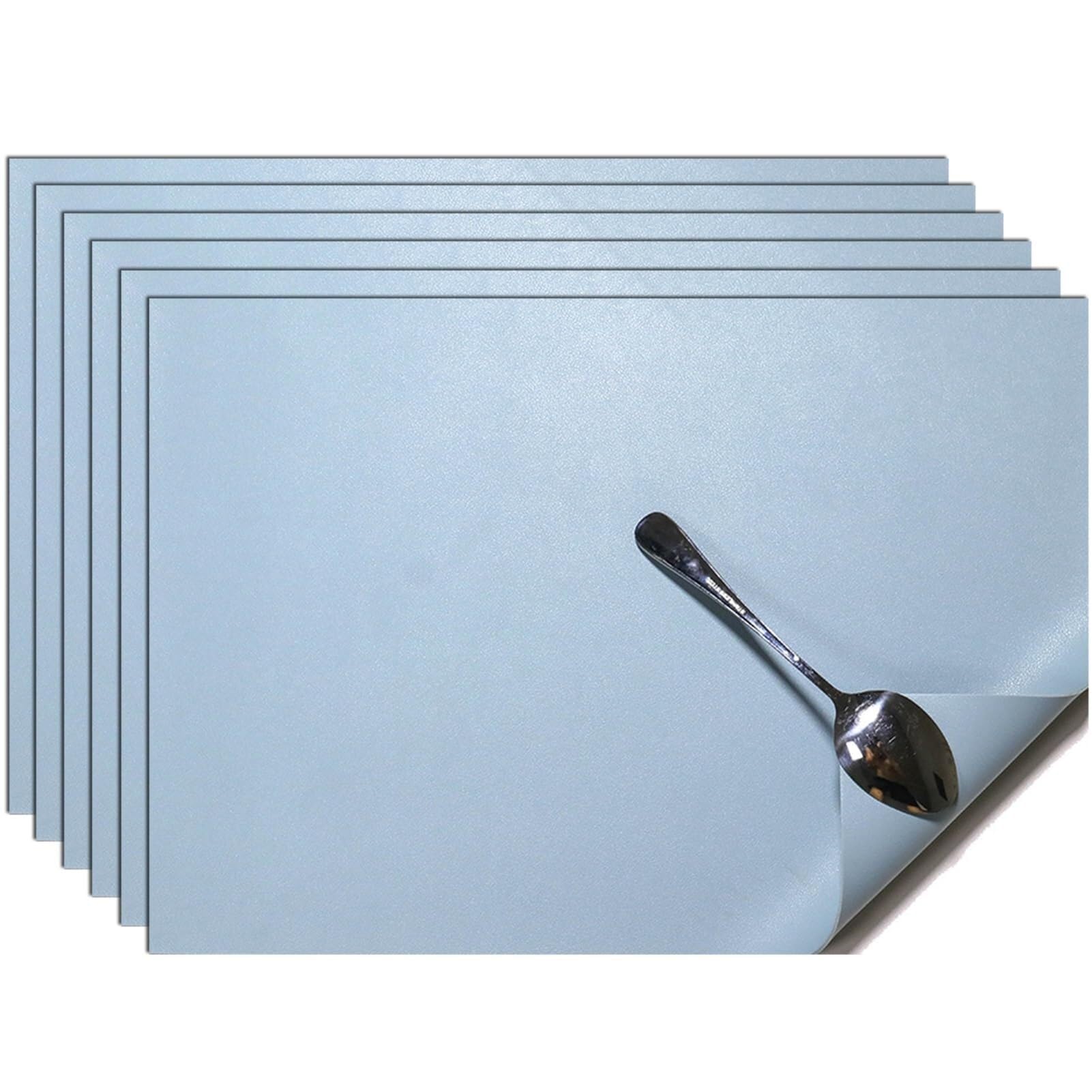 Manteles reversibles de piel sintética, resistentes al calor y lavables, para cocina, comedor y decoración exterior, 43 x 30 cm (Water Blue,Set of 6)