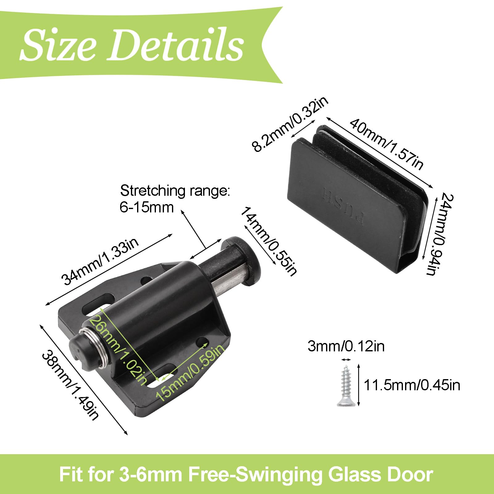 Uxcell 2-Pack Magnetic Catch Latches For Glass Doors - 5-6mm Thickness, ABS White With Clamps