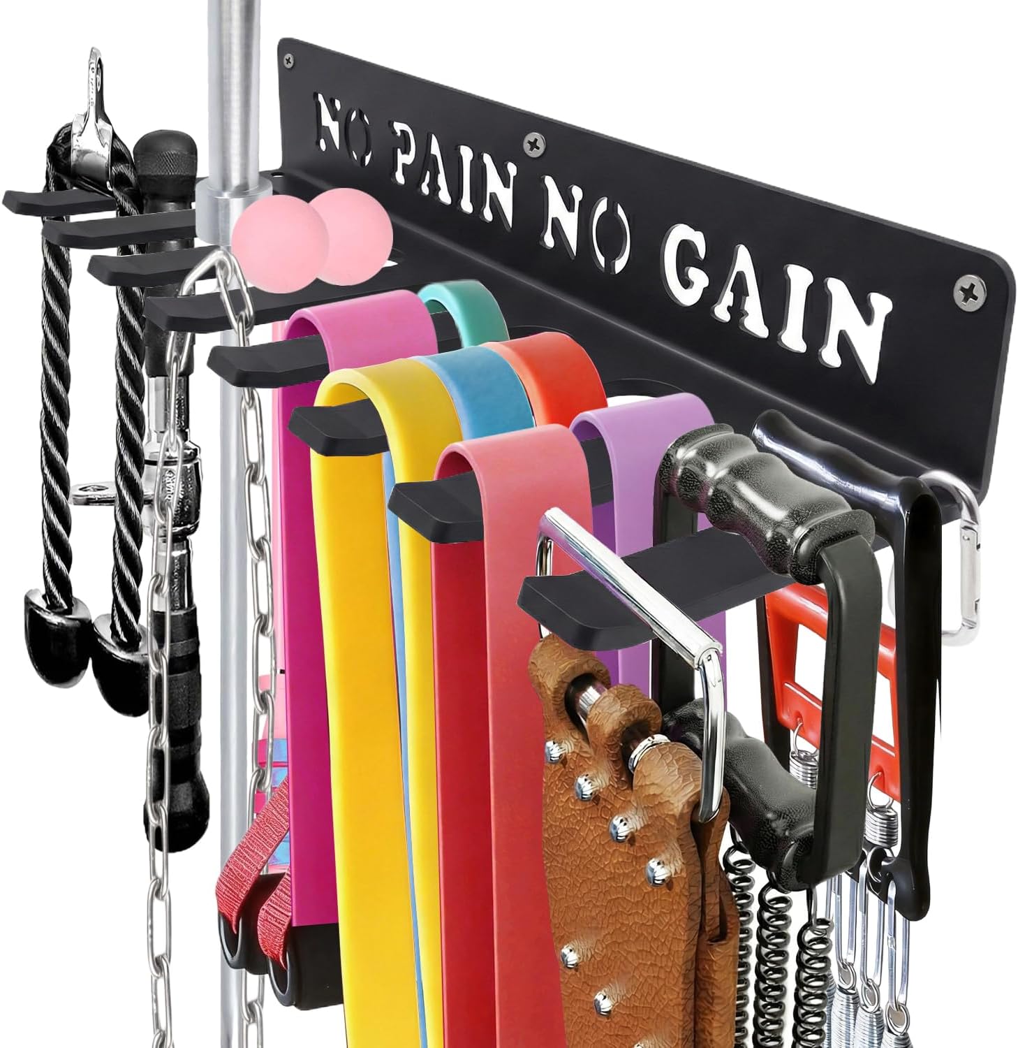 WIPHANY Home Gym Accessories Organization Storage Rack Equipment For Home 8 Hook Wall Hanger Display Gear Barbells Resistance Bands Jump Ropes Lifting Belt Hanger Accessories Hardware Included