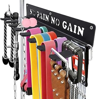 WIPHANY Home Gym Accessories Organization Storage Rack Equipment For Home 8 Hook Wall Hanger Display Gear Barbells Resistance Bands Jump Ropes Lifting Belt Hanger Accessories Hardware Included