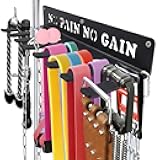WIPHANY Home Gym Accessories Organization Storage Rack Equipment For Home 8 Hook Wall Hanger Display Gear Barbells Resistance Bands Jump Ropes Lifting Belt Hanger Accessories Hardware Included