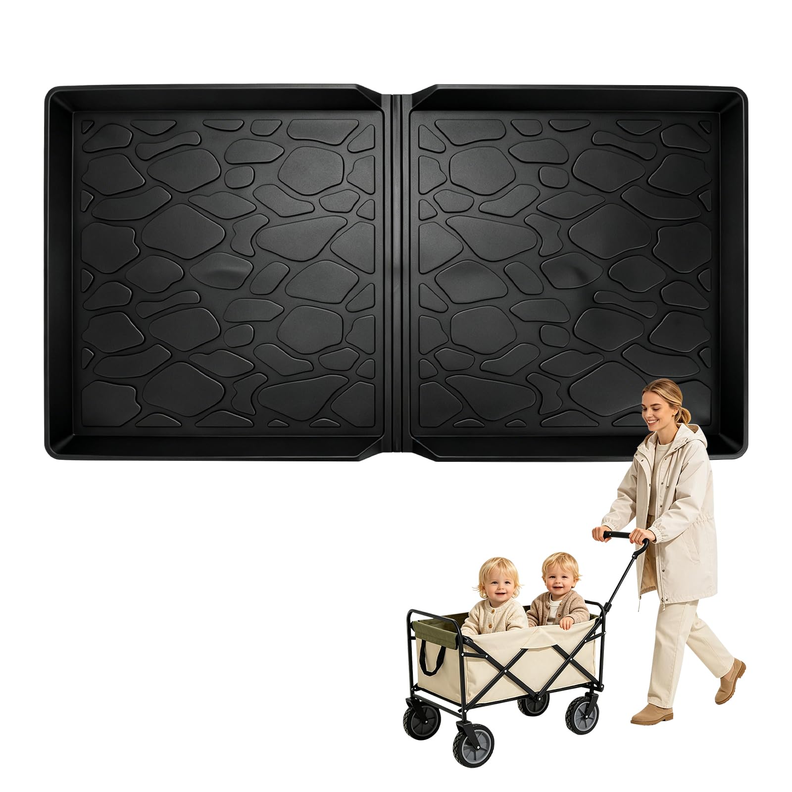 Allwetter-Matte, TPE Kinderwagen Matte, Allwetterschutz, faltbares Wagenzubehör für 2-Sitzer-Kinderwagen, Non-slip Falten Design, Outdoor, Park, Reisen, Zuhause, verhindert Sand, Schmutz