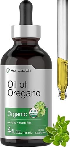 Horbäach Aceite orgánico de orégano en gotas de 4 onzas líquidas | Vegano | Sin OMG, sin gluten