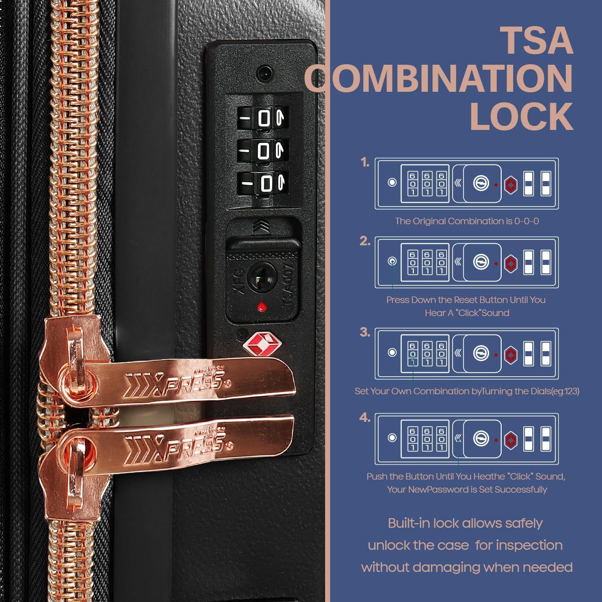 4 Piece Luggage Set, Lightweight Carry On Luggage, Polycarbonate Expandable Hard Case Luggage with Wheels, Travel Pro Carry-On Luggage, TSA Lock, Black