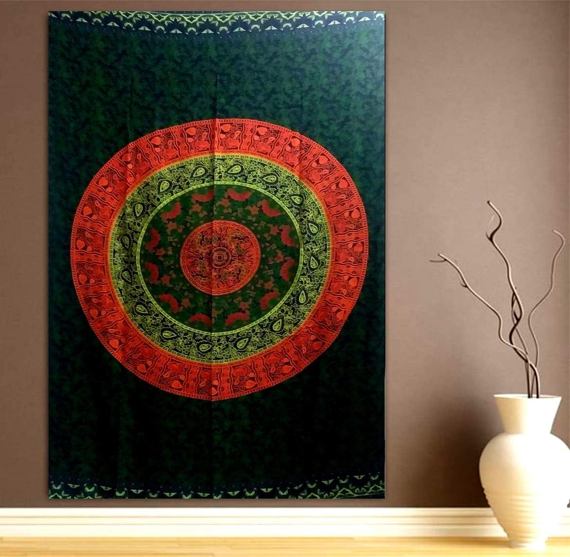 Purpledip Cotton Mix Body Wrap 'Cosmic Mandala': Bohemian Tapestry Bed Cover Beach Throw (20051)