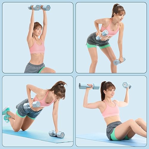 Miniatura 6 de Juego de mancuernas ajustables para mano Sportneer 4 en 1 peso cada 2 libras, 3 libras, 4 libras, 5 libras, juego de mancuernas de ajuste rápido