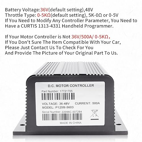 Vista 10 de Controlador del motor de los carritos de golf de 48V 500A 0-5KΩ para Curtis 1205 1205-210 1205-211 1205-209 1205-201 compatible con el coche EZGO