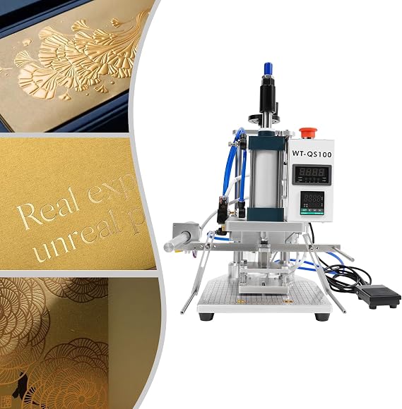 Air Operated Hot Foil Stamping Machine, 110V 500W Pneumatic Hot Foil Stamping Machine Hot Foil Stamping Machine for Leather PVC PU Paper