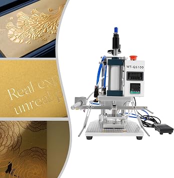 Air Operated Hot Foil Stamping Machine, 110V 500W Pneumatic Hot Foil Stamping Machine Hot Foil Stamping Machine for Leather PVC PU Paper