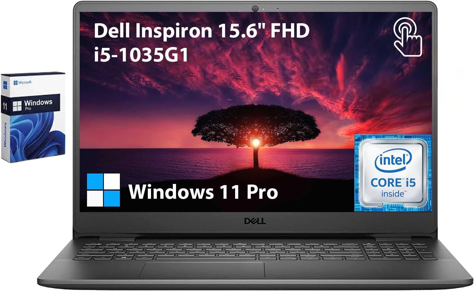 DellInspiron 15.6" FHD Touchscreen Business Laptop, Core i5-1035G1 (Beats i7-7500U) Up to 3.6GHz, Windows 11 Pro, 16GB RAM, 1TB SSD, AC WiFi, Bluetooth, Media Card Reader