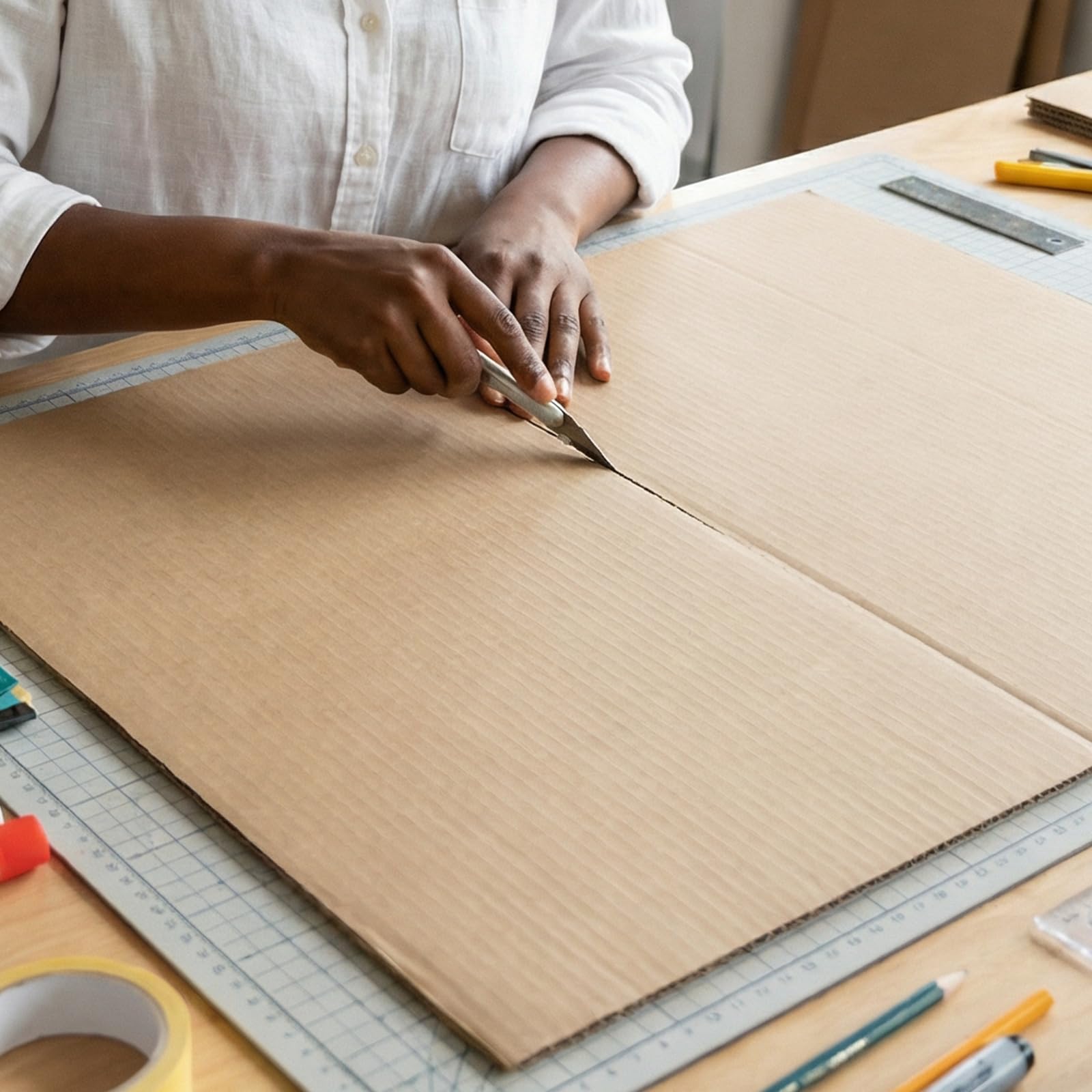 Carton ondulé 30 x 40 cm, Lot de 60 feuilles, Kraft pour emballage et loisirs créatifs