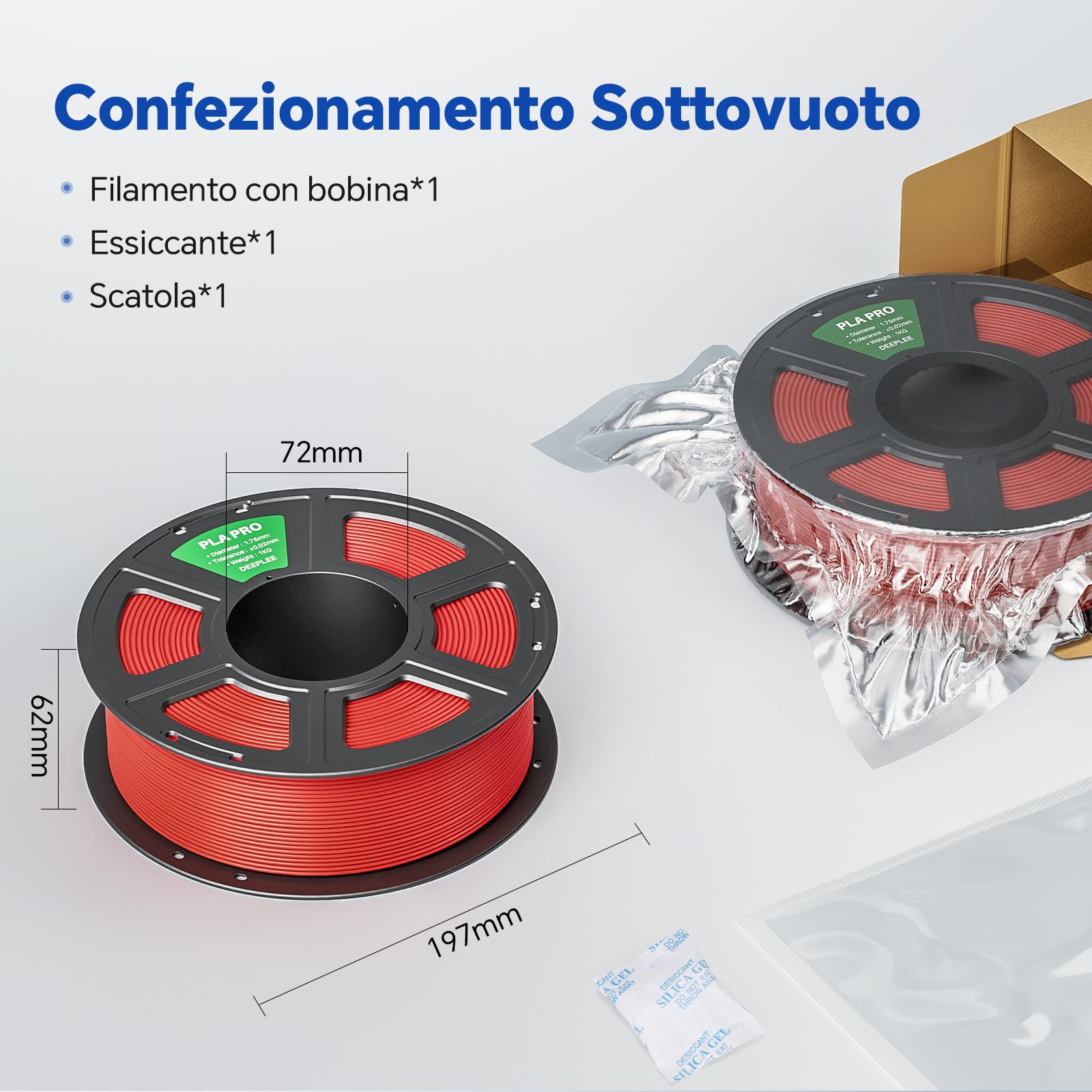 DEEPLEE Filamento PLA PRO 1.75 mm, 4 kg: Nero + Rosso + Giallo + Blu (4×1 kg), Maggiore Tenacia, Precisione ±0.02 mm, Facile da Stampare per Stampanti 3D FDM