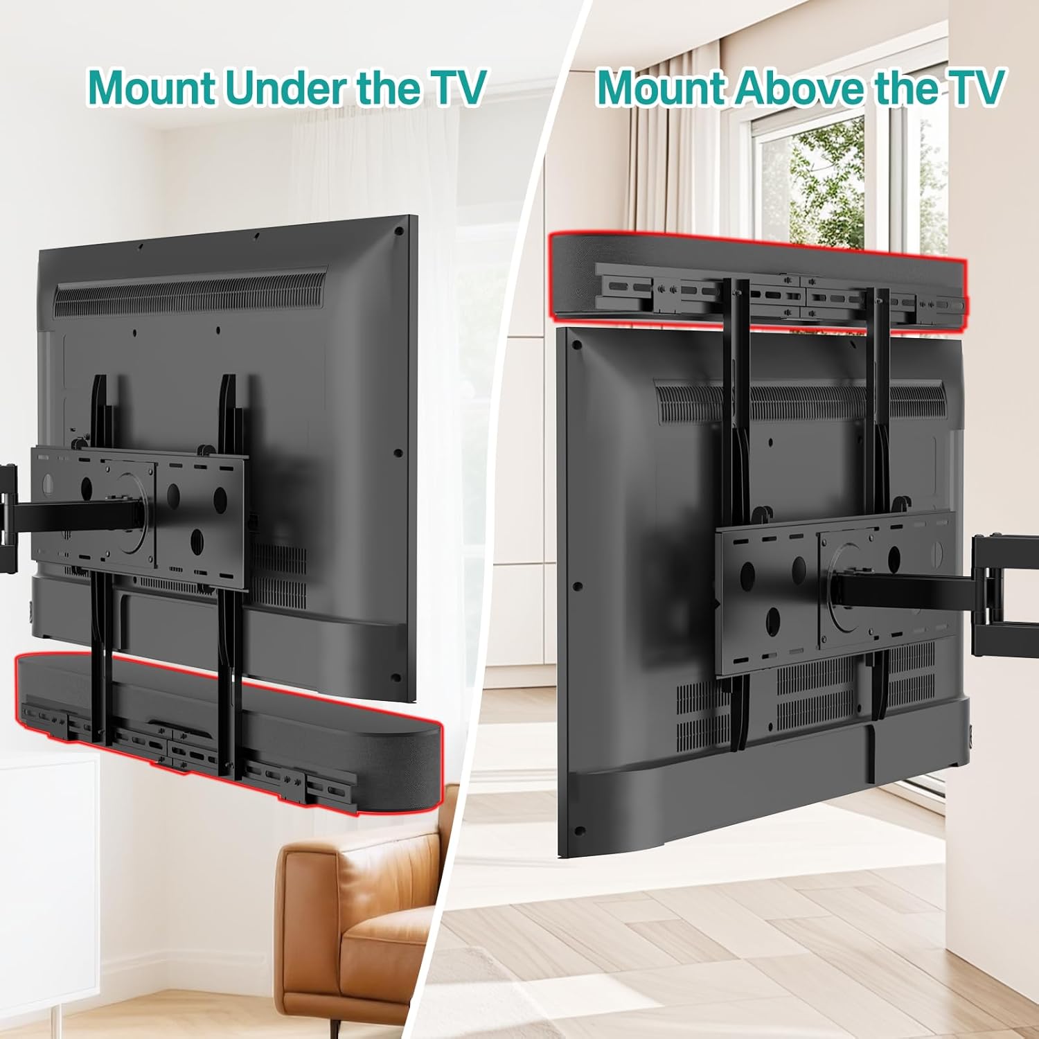 Heavy Duty Soundbar Bracket for Sonos Beam TV Mount and Sonos Beam Gen 2 TV Mount - Under TVs Bracket Holds 35 Lbs for Sonos Gen 1 & 2 Space Saving Design Easy Installation