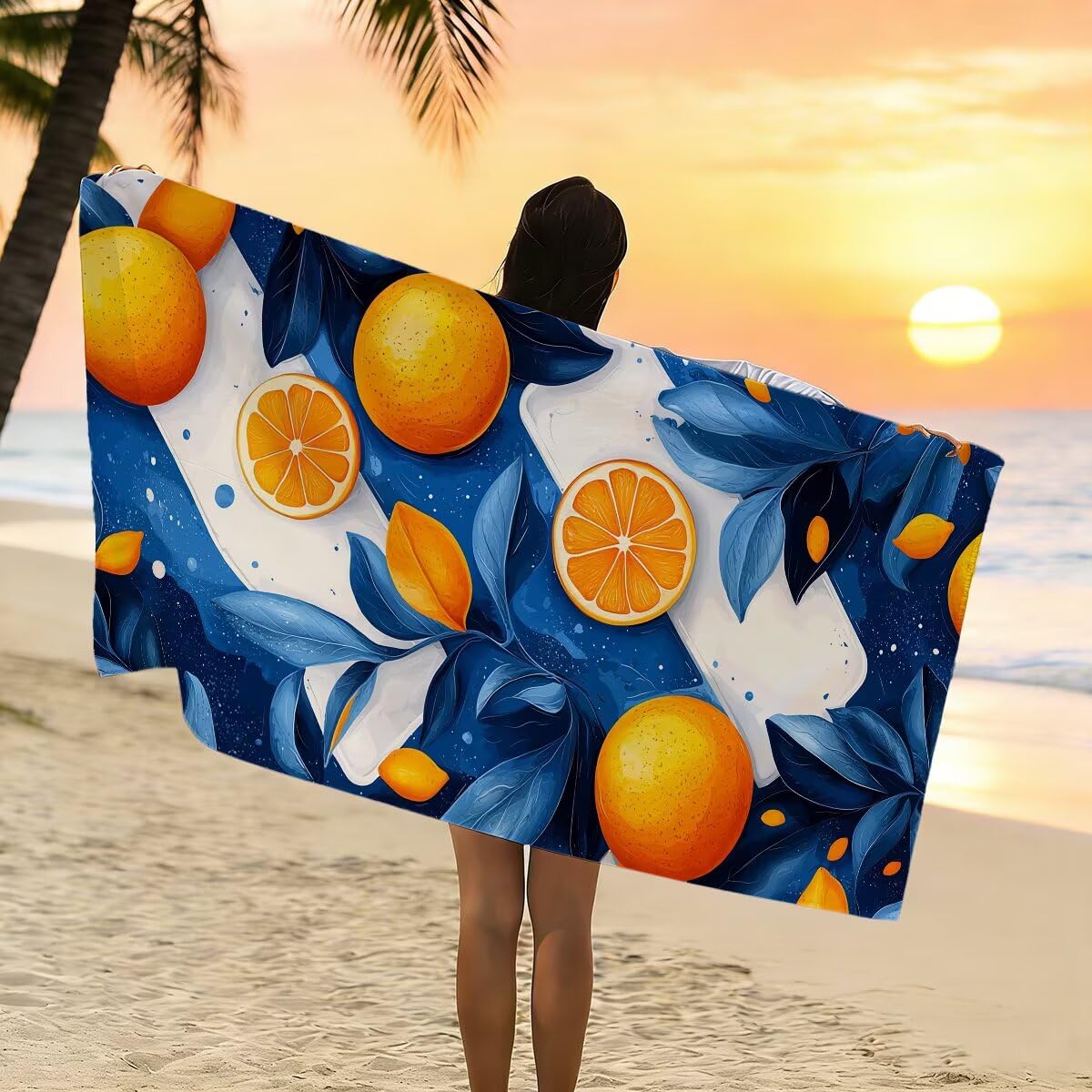 Telo Mare Microfibra, Telo Mare Grande 90x200cm 2 Pezzi, Asciugamano Palestra Donna Asciugatura Rapida, Antisabbia Asciugamano Microfibra, Leggero Asciugamani Palestra per Regalo Donna (Frutta) -4462