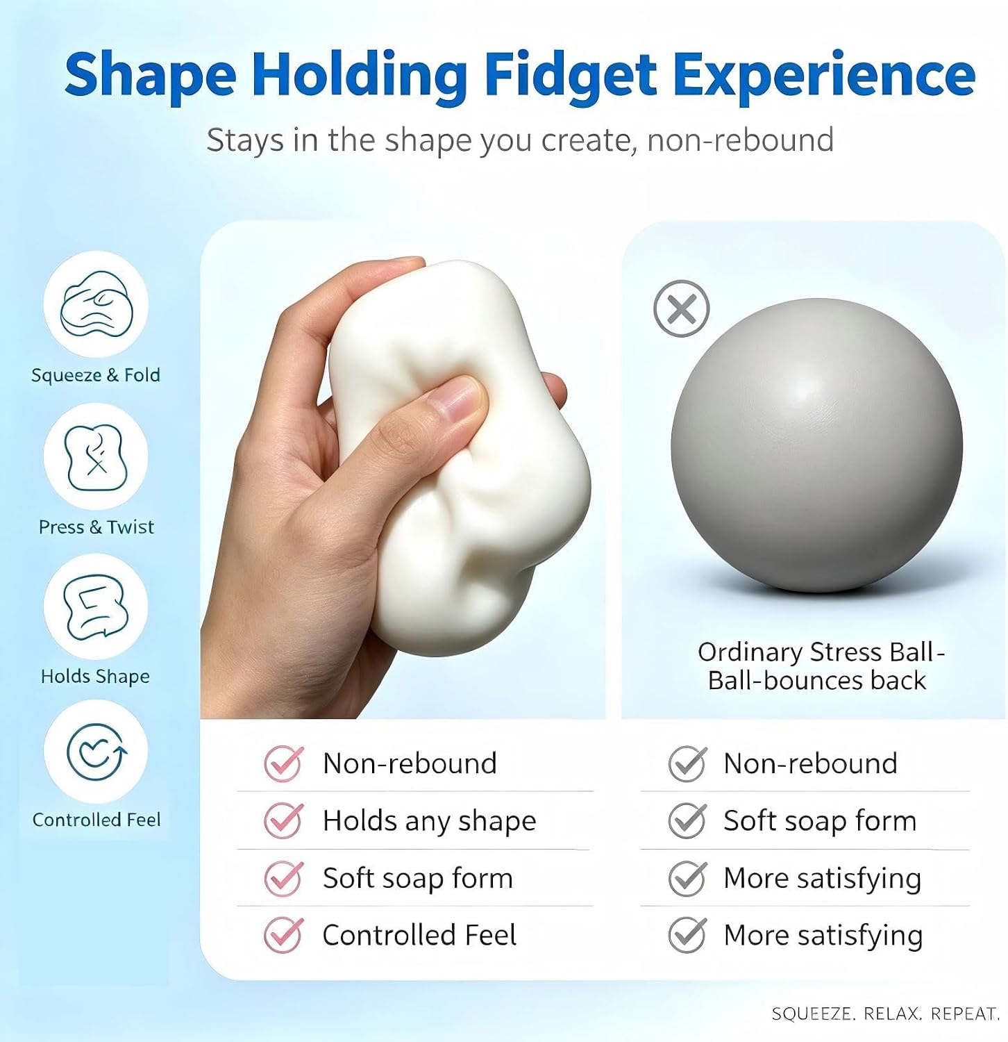 Crunchy Soap Squishy, Slow Rising Squishy, Stress Anxiety Relief & Fidget Toys for ADHD, Realistic Soap Squeeze Toy for Stocking Stuffers, Party Favor Gift (White+Pink)