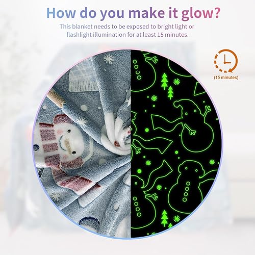 Miniatura 3 de TEHALK Manta de Navidad para Niños y Niñas Mantas que Brillan en la Oscuridad para Niños Mantas para Niños Pequeños para Niños Mantas Suaves y
