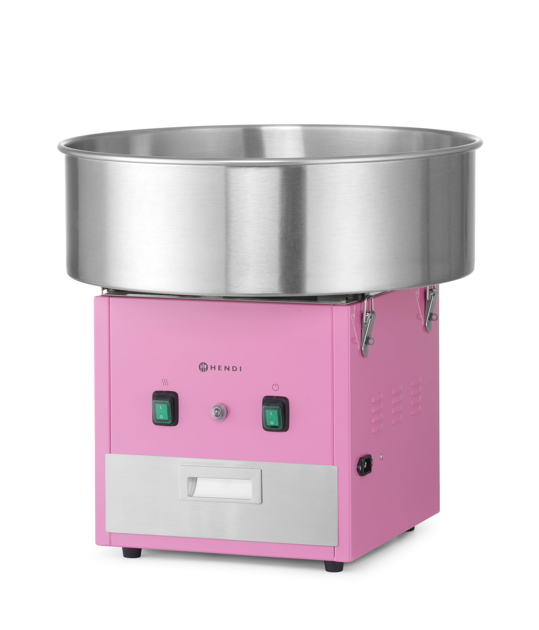 HENDI Machine à barbe à papa électrique professionnelle, 220–240V, 50Hz, 1130W, 520x520x(H)503mm, acier inoxydable, rose