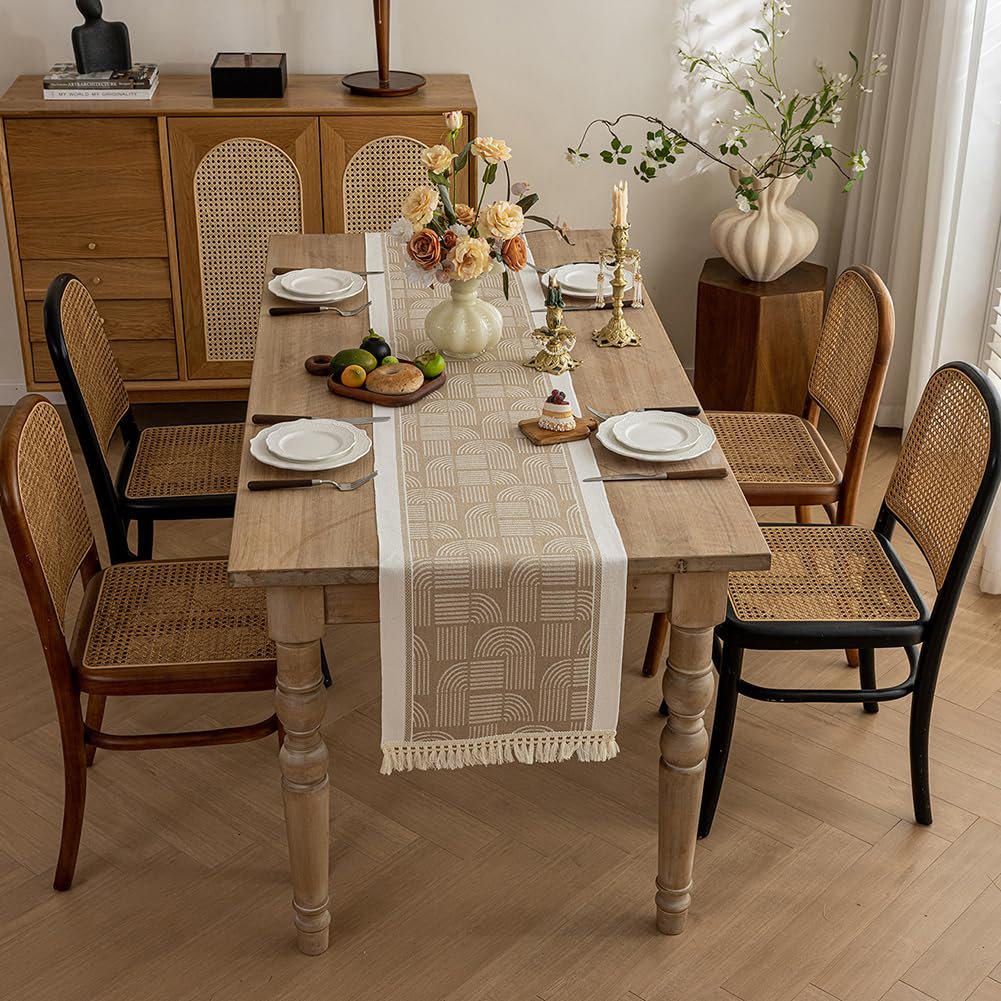 NIUSABOU Kitchen Dining TableDecoration, Farmhouse Table Runner Coffee Cover Multicolor Multiple Sizes(Brown-c,35x180cm(13.7x70.8in))
