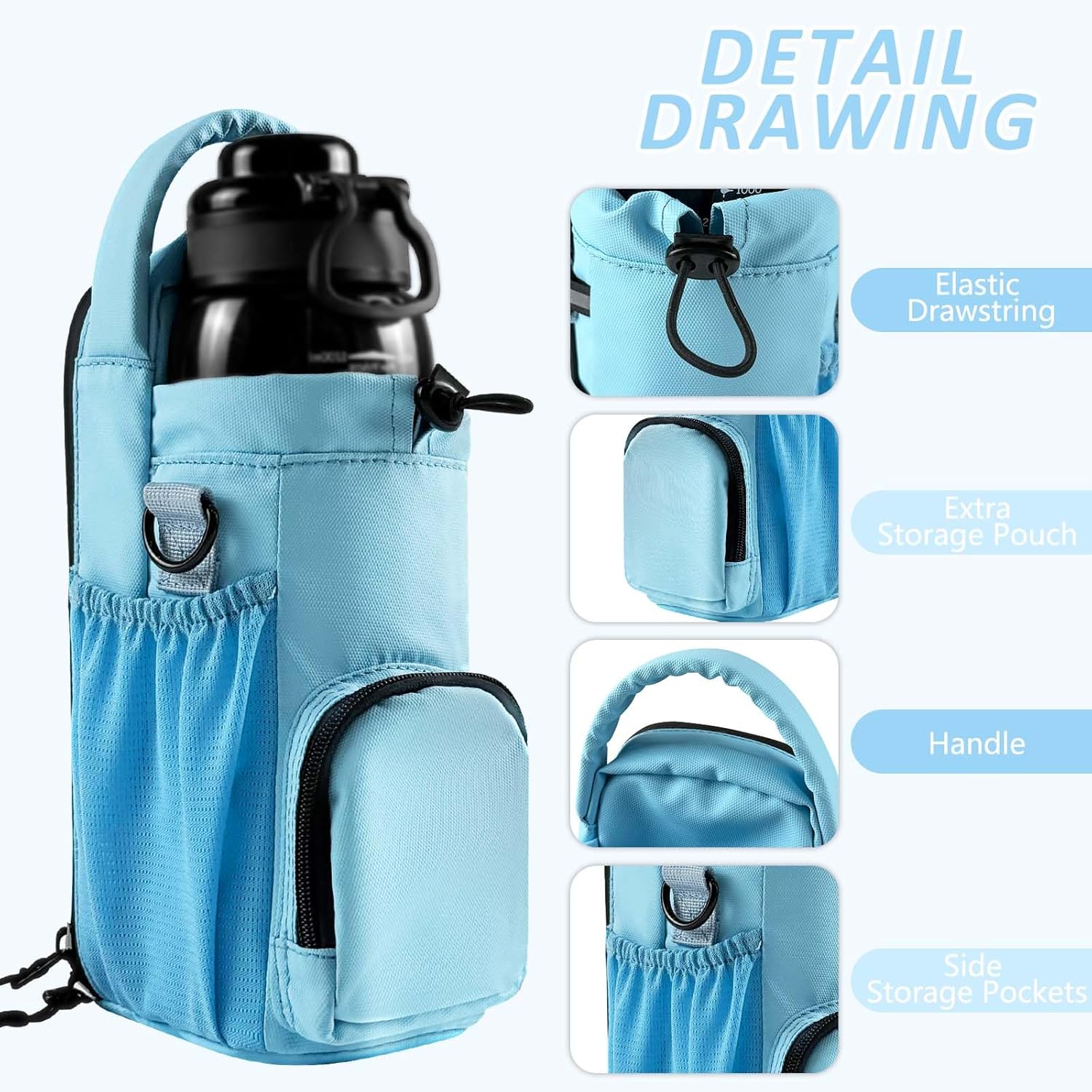 Magnetic Gym Bag for Men and Women, Magnetic Water Bottle Holder for Gym, Small Gym Bag, Gym Gifts for Women and Men (Blue, <40 OZ) - Image 7