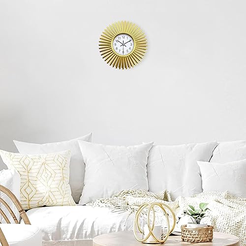 Miniatura 3 de Reloj de pared de cocina, reloj de pared dorado con forma de explosión de sol, funciona con pilas, reloj de pared decorativo moderno de 10 pulgadas