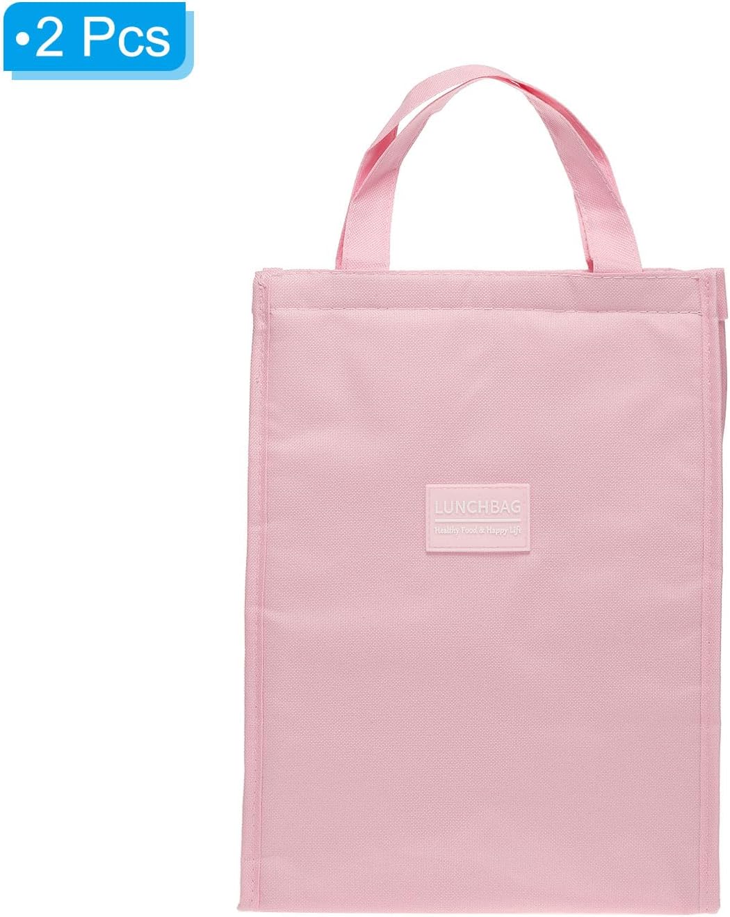 PATIKIL Insulated Lunch Bags, 2Pack 10"x6"x13" Reusable Bento Bags Thermal Lunch Tote Portable Food Containers Bag for Men and Women, Pink