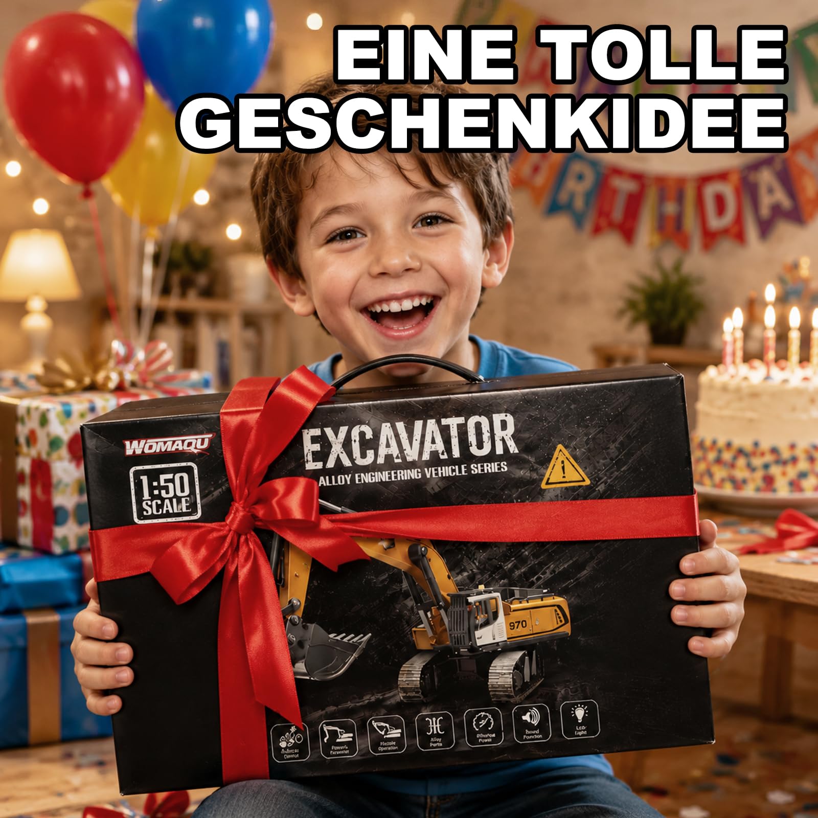 RC Straßenwalze Ferngesteuerte Baumaschine Mini 1:50 Modell mit Metallwalze & Metallschild, 3-stufiger Walzenvibration, 2,4 GHz LCD-Fernbedienung, Licht & Sound, 2 Akkus, RTR für Erwachsene