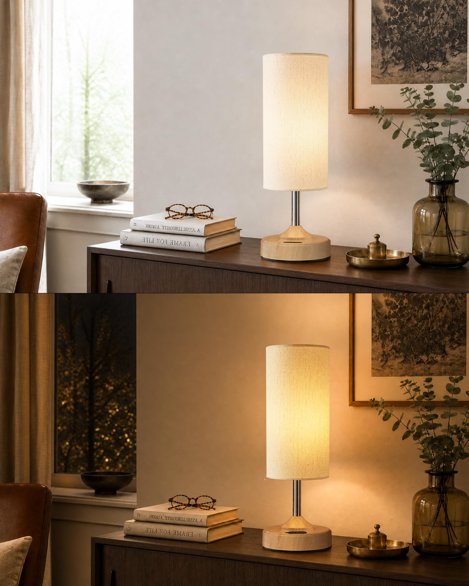 EZVALO Nachttischlampe Touch Dimmbar, Kabellose LED-Tischlampe mit 4000-mAh-Akku, Stufenlos Dimmbar und Timer, Einschlaflicht mit USB-C, 2700 K Warmweiß für Schlafzimmer und Wohnzimmer (2 Stück)