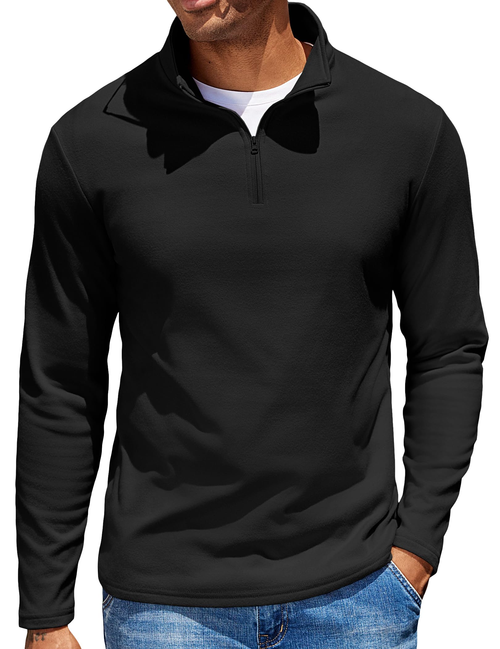 COOFANDY Men's Quarter Zip Pullover Long Sleeve Sweatshirts for Men Casual Mock Neck Fleece Shirts