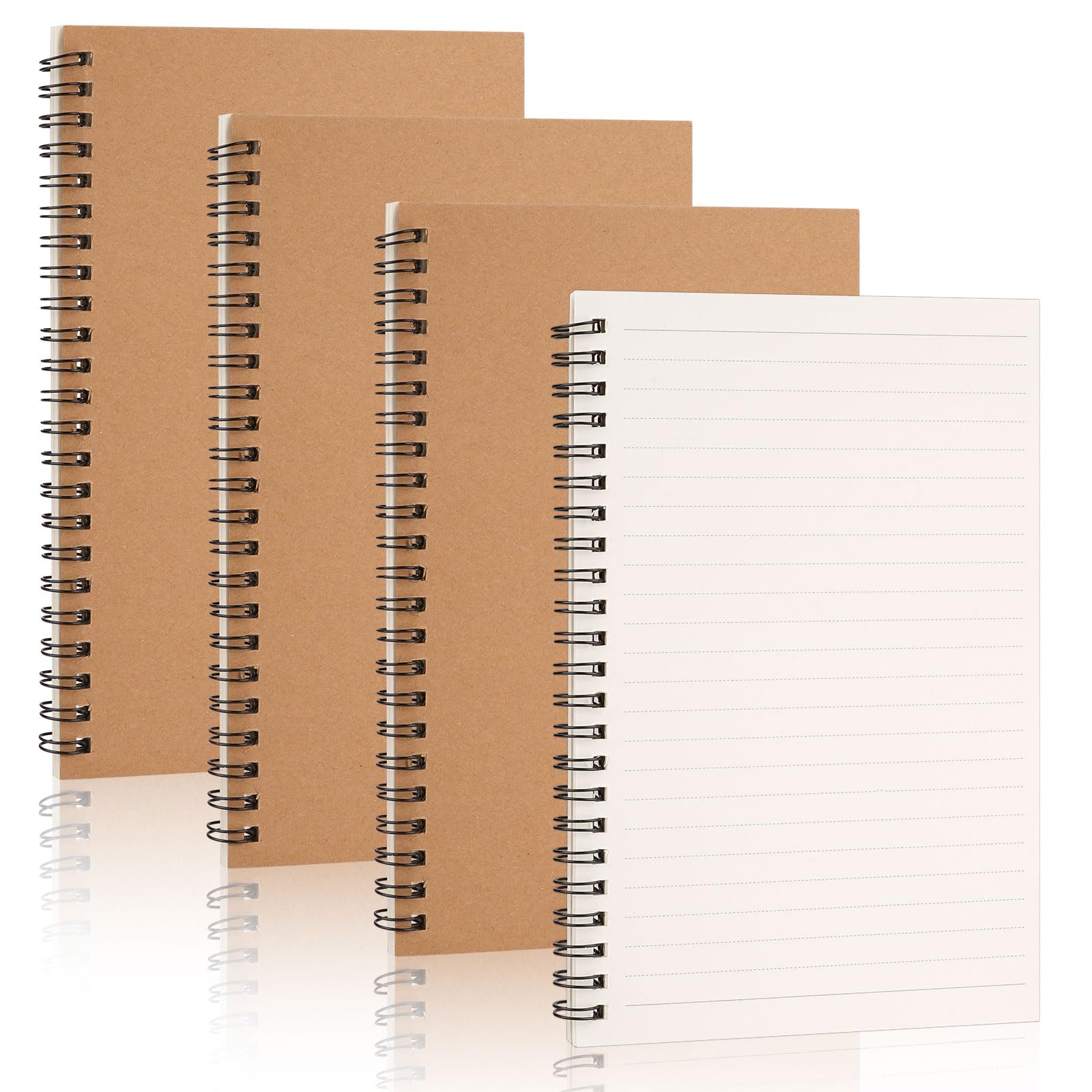 Tikplus A5 Lined Notebook, 4 Pack, 60 Sheets/120 Pages, Lined Paper Spiral Notebook A5