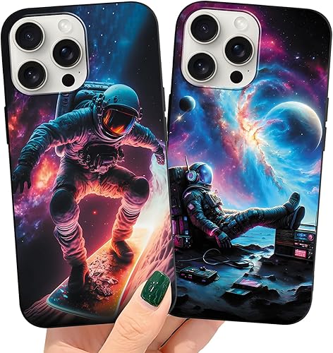 Yimctoie 2 Pièces Aesthetic Coque pour Apple iPhone 15 6,1", Étui avec Astronaut