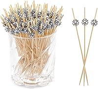 Vista 20 de 100 piezas de palillos de cóctel para aperitivos, accesorios para charcutería, palillos de cóctel para bebidas, palillos de bambú, palillos de Hoja