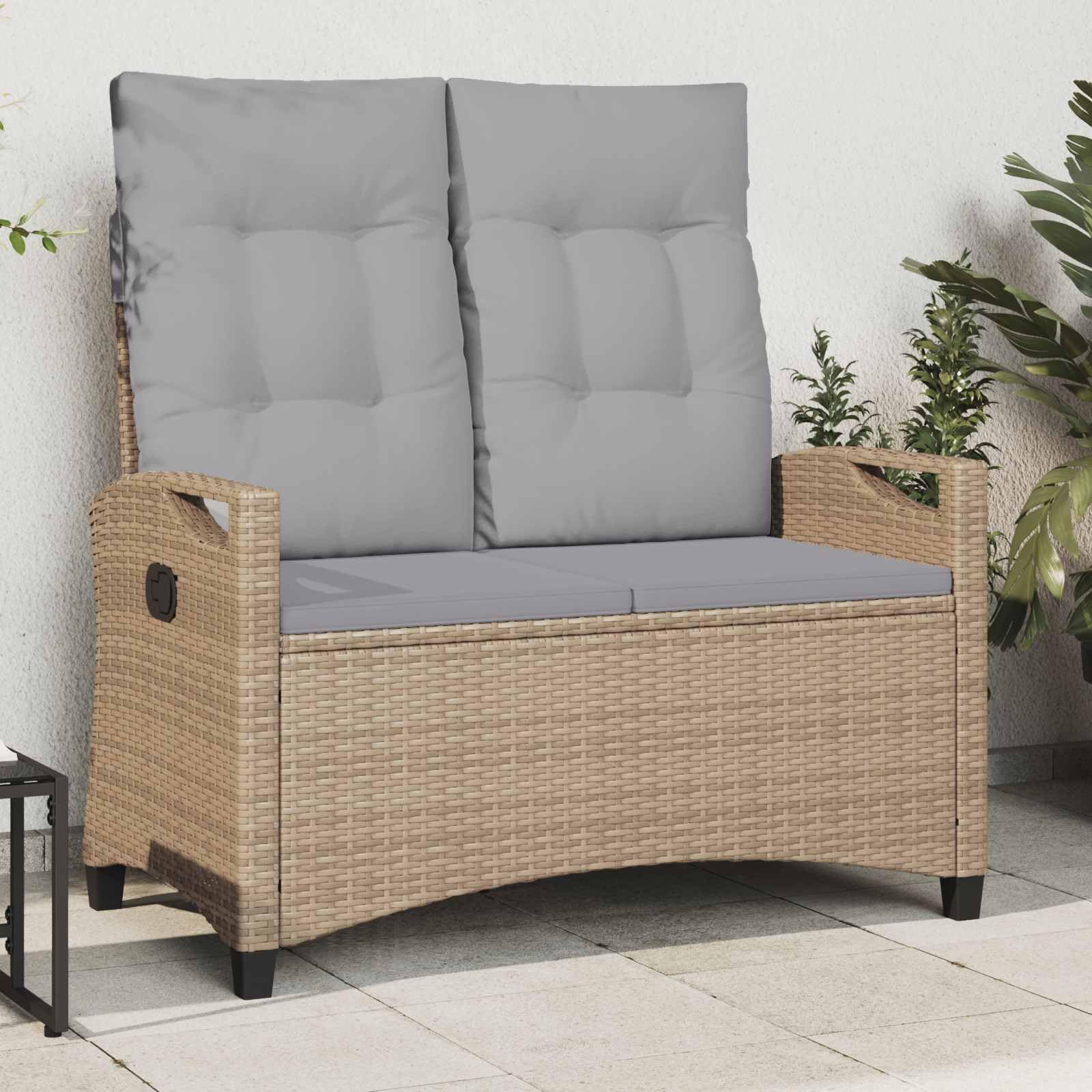 Banco de jardín con cojín de exterior ajustable en acero 105 cm para terraza y patio