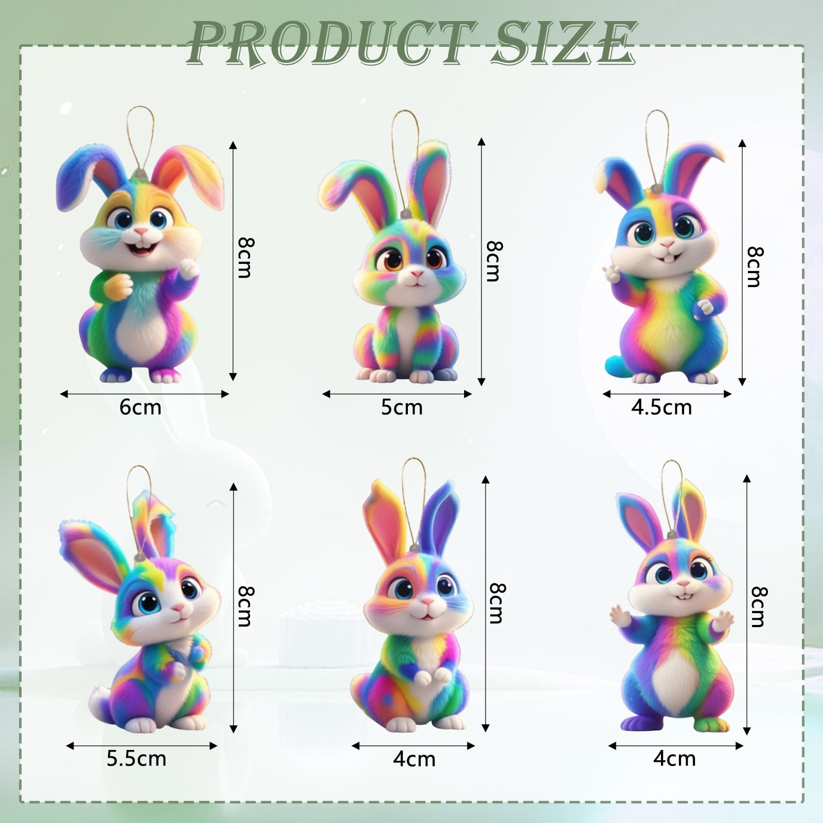 6 Stück Osteranhänger Hase, Osterschmuck zum Aufhängen, 2D