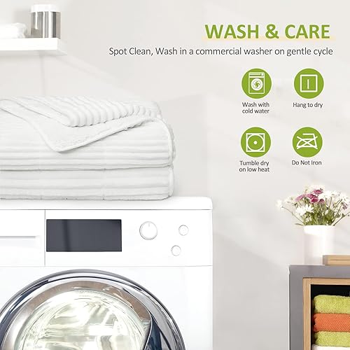 Miniatura 6 de Uttermara - Manta con peso de 15libras para adultos, felpa, vellón, sherpa, manta acanalada a rayas, ultraacogedora, supersuave, de tamaño