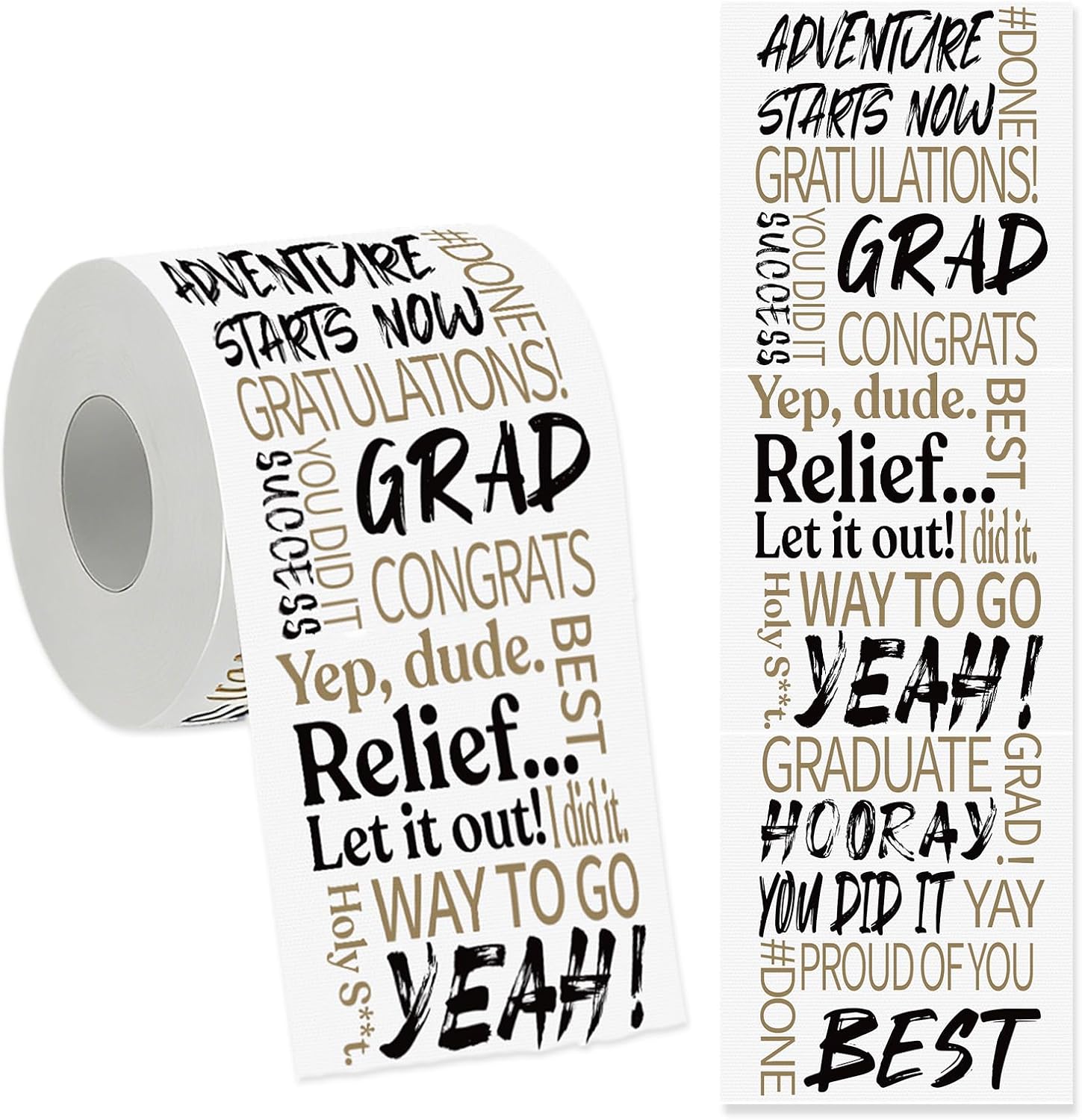 Graduation Party Supplies Printed Toilet Paper Gag Gift – Printed TP Funny Toilet Paper Roll for Pranks, Surprise, Bathroom Decor, Novelty Happy Graduation Gift for Graduate, 3 Ply Strength