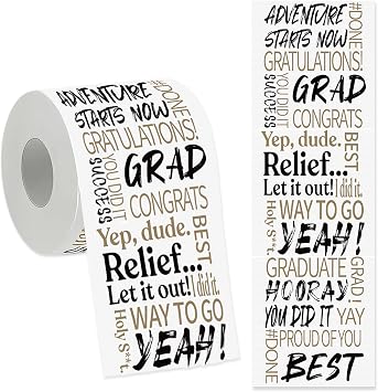Graduation Party Supplies Printed Toilet Paper Gag Gift Printed TP Funny Toilet Paper Roll for Pranks, Surprise, Bathroom Decor, Novelty Happy Graduation Gift for Graduate, 3 Ply Strength
