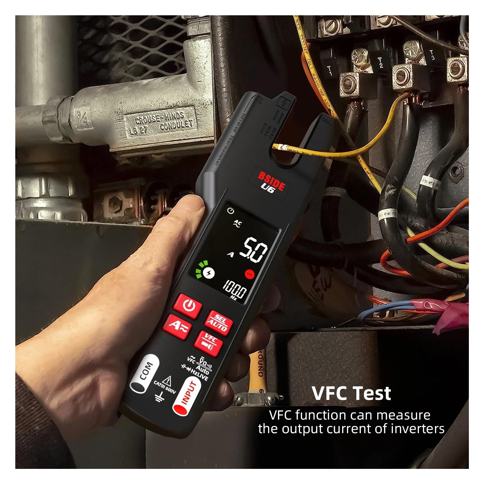 U6 600A Pinza amperometrica digitale True RMS AC DC rilevamento NCV | Misura corrente AC DC e valori elettrici senza scollegare i circuiti per manutenzione e diagnosi(BSIDE U6)