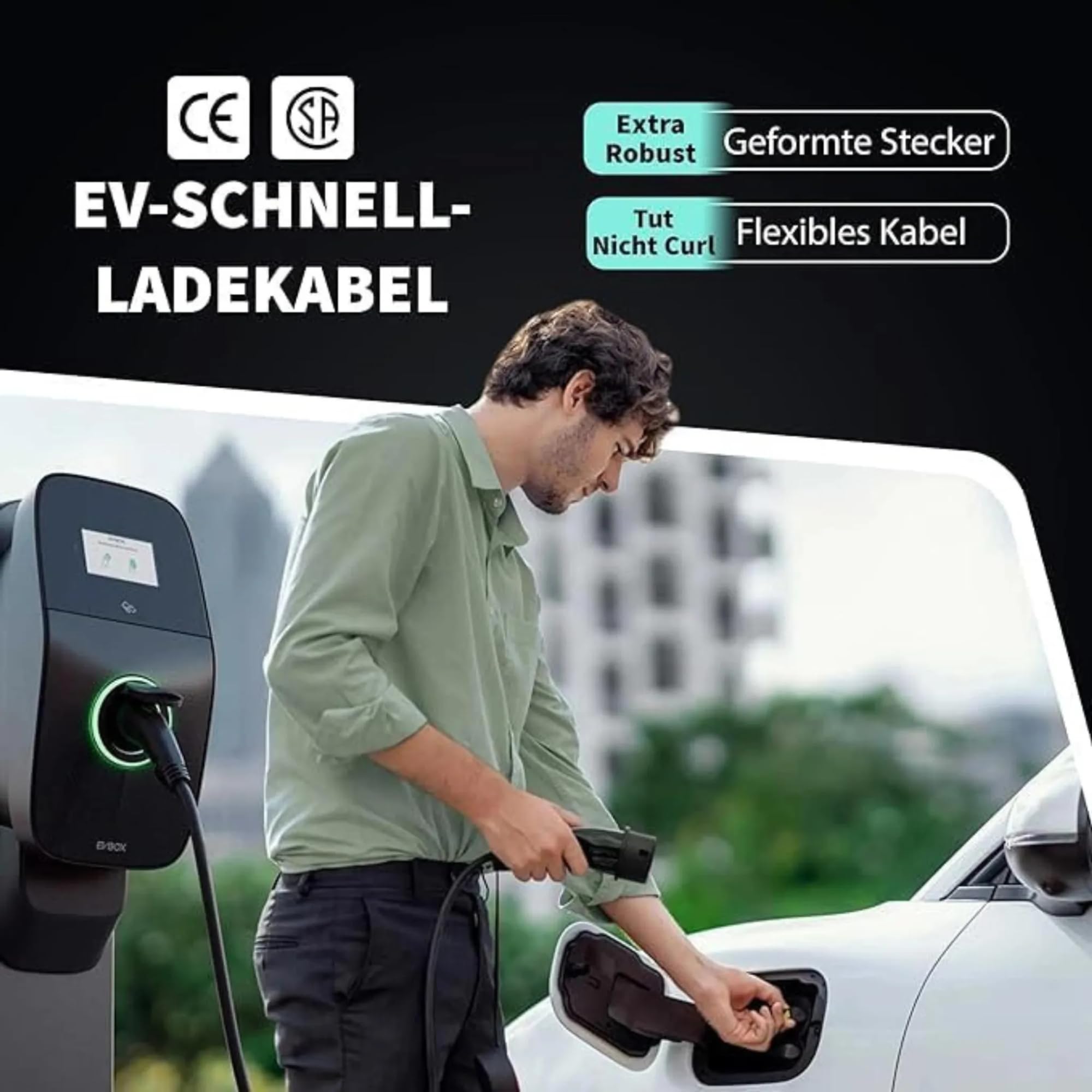 LDY Cable de carga tipo 2, 11 kW, 5 metros, cable de carga para coche eléctrico, modo 3/16 A/3 fases, cable de carga para coche eléctrico tipo 2 a tipo 2