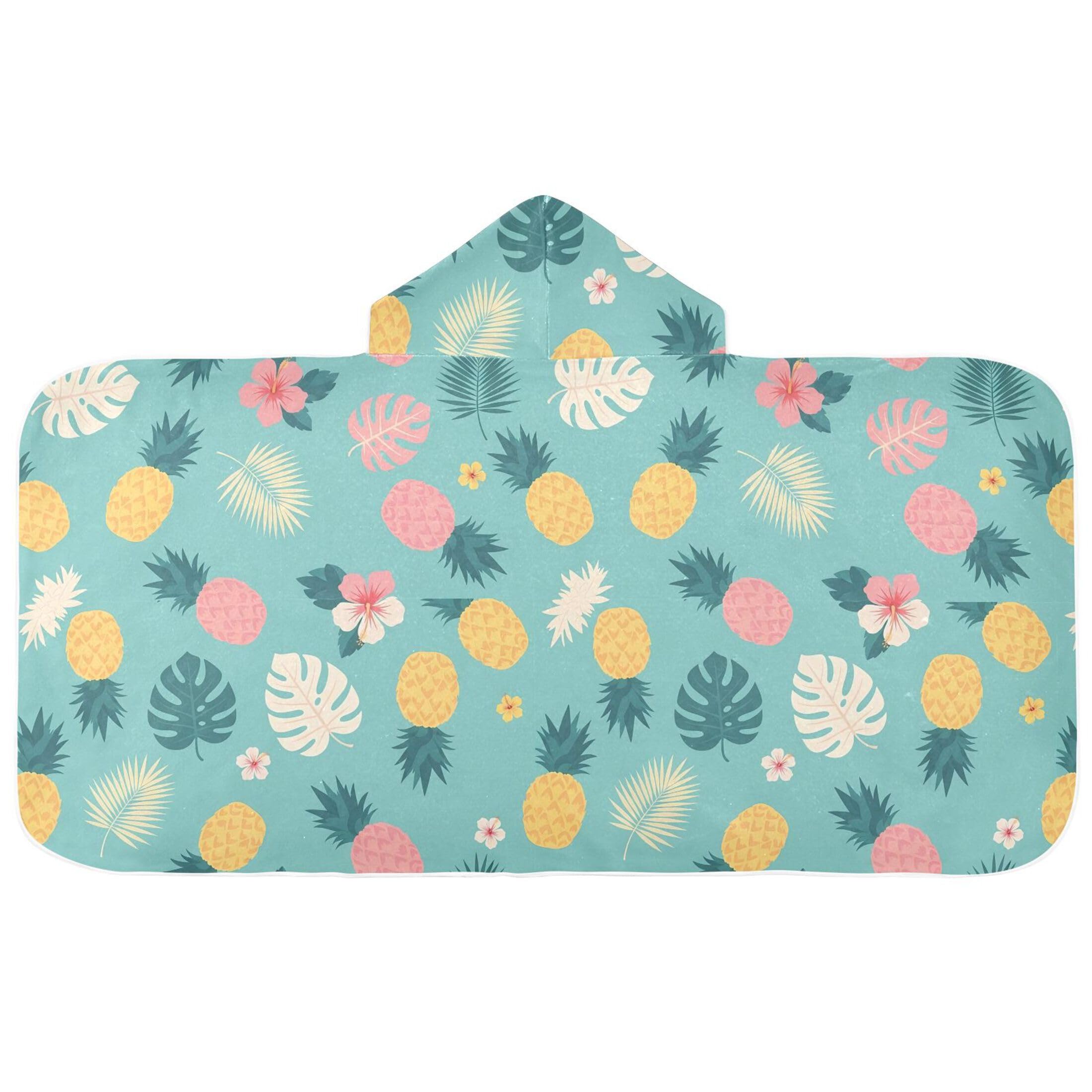 Fuauuyl Pineapples Monstera Leaves Hooded Baby Bath Towel Soft & Breathable Towel for Newborns Infants Toddlers, Nursery Essential