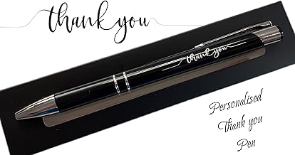 Thank You Pen, Custom Engraved, Black Ink, Metal Body, Luxury Gift Box, Perfect for Teachers, Doctors, Nurses, Employees, Conventions