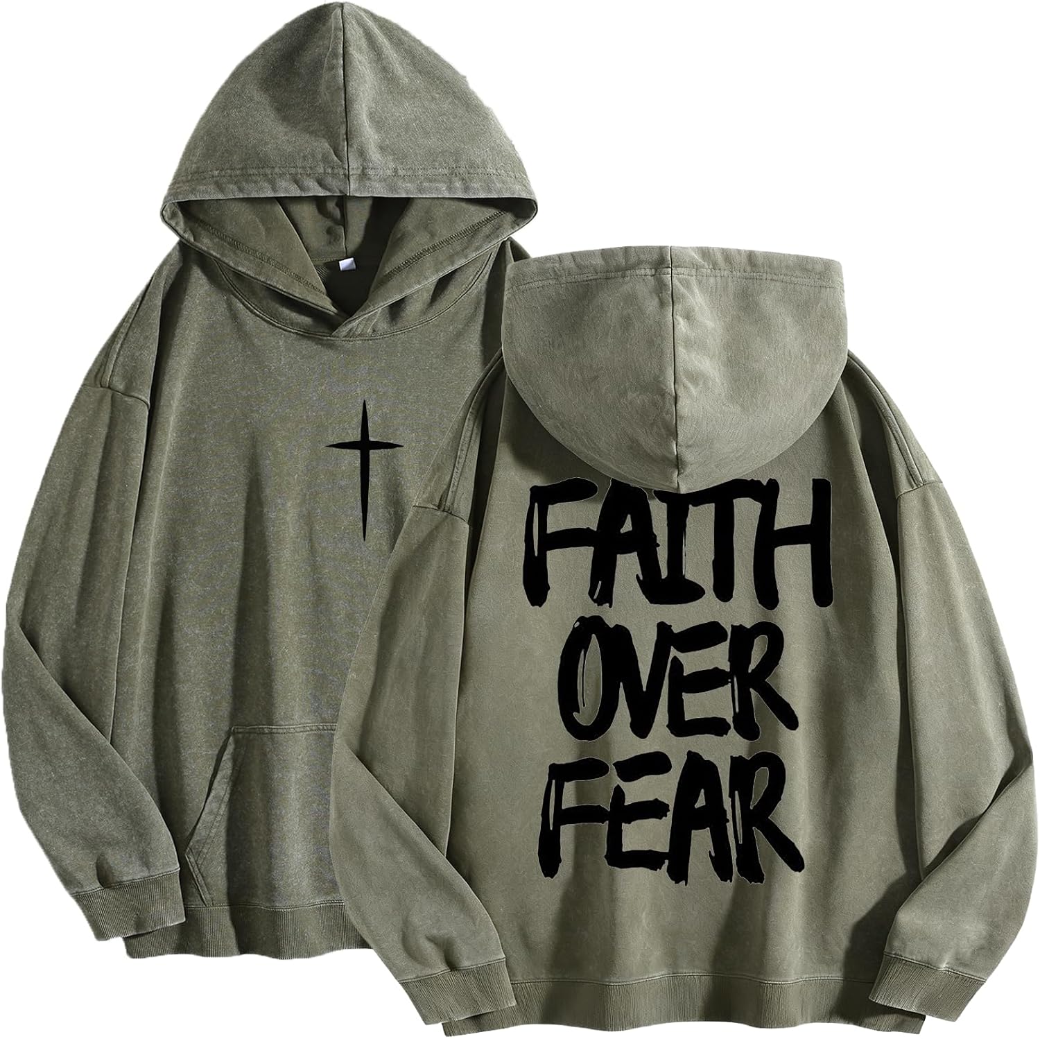 Mens Oversized Hoodie Unisex God Child of Jesus Faith Christian Hoodie Casual Vintage Streetwear Baggy Washed Sweatshirt