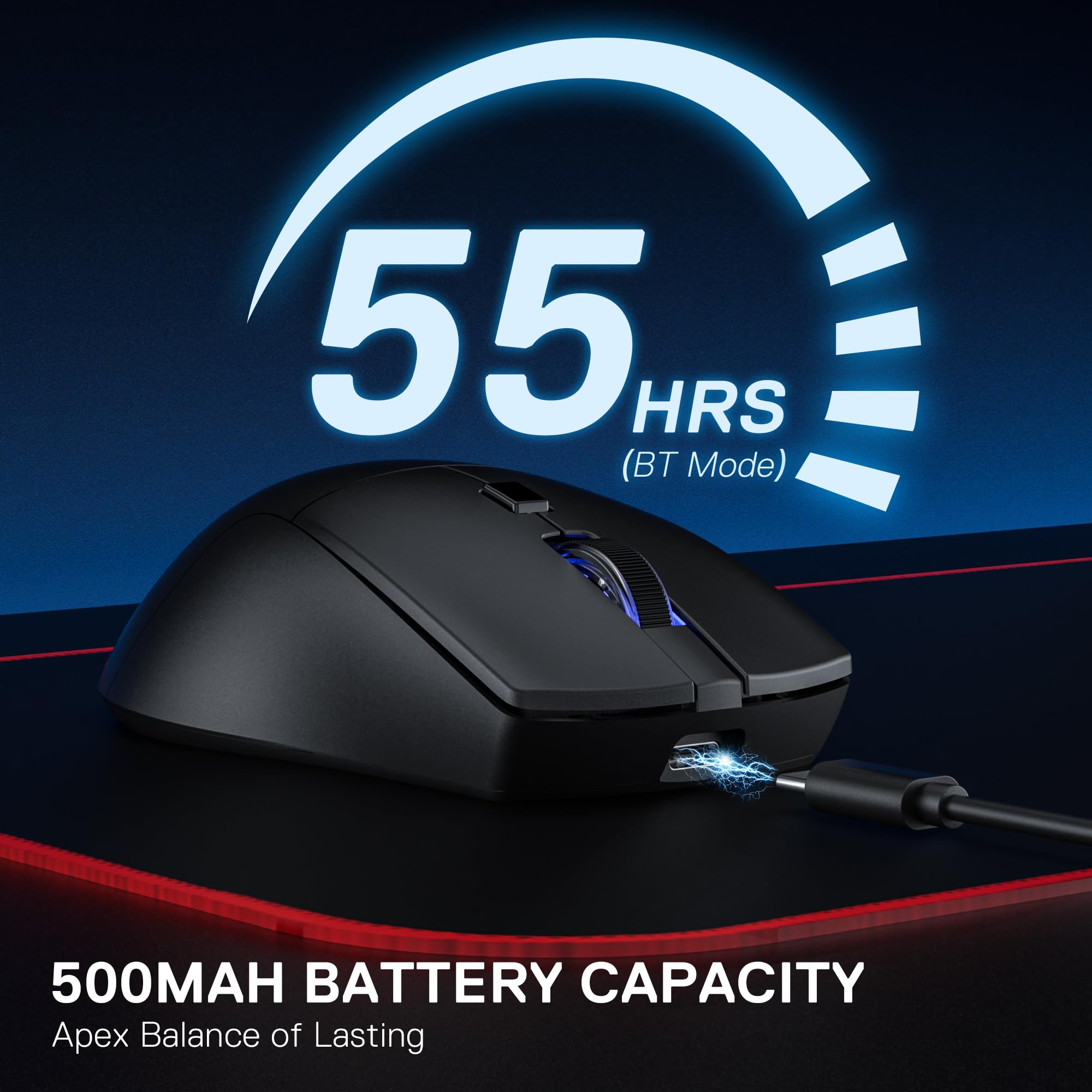 Redragon M618 LIT Wireless Gaming Mouse, 10000 DPI Optical Ergonomic Mouse with 6 Programmable Buttons, 70G Ultra Lightweight, Software Supports DIY Keybinds