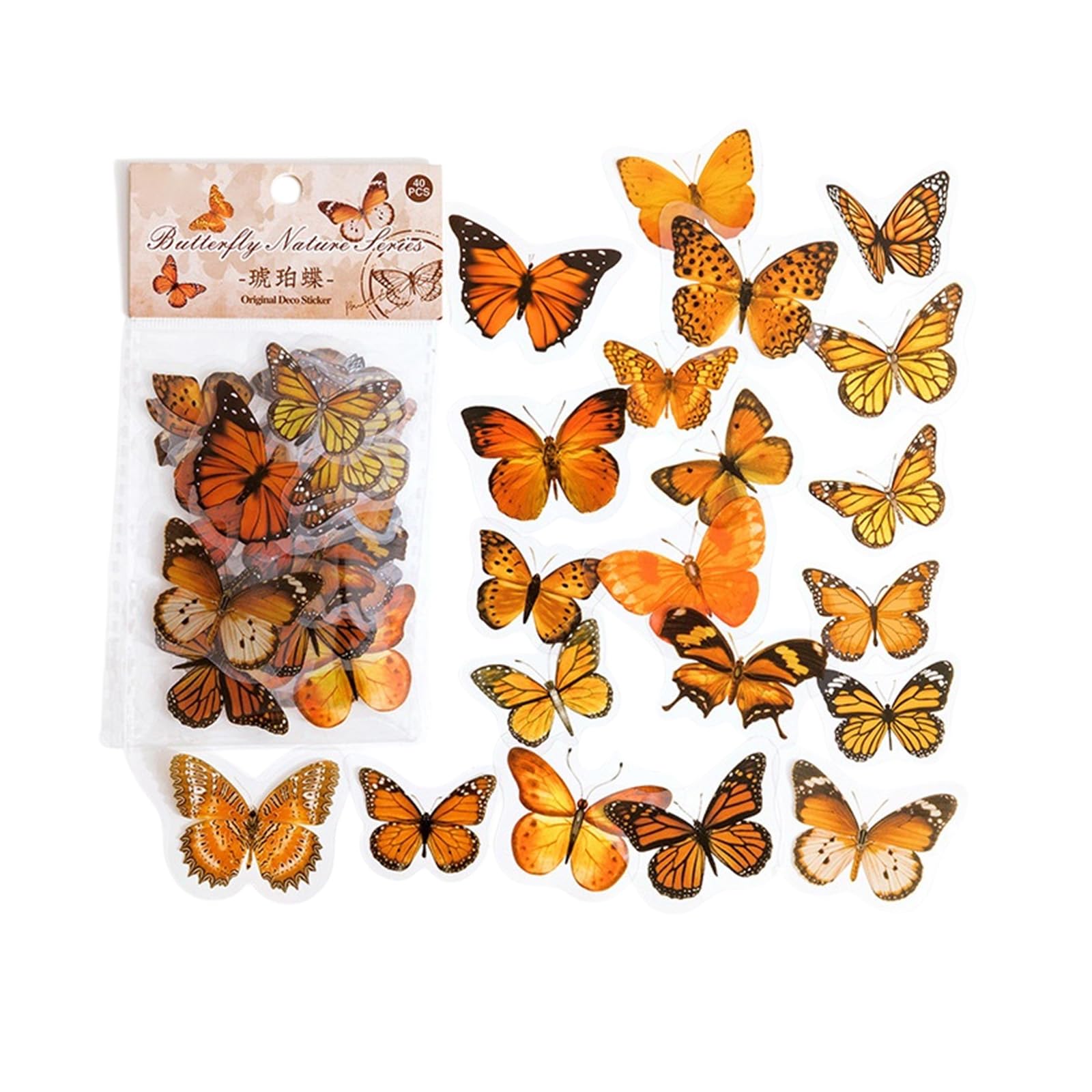 320Pcs Buttery Theme Sticker Waterproof PET Sticker for Scrapbook Journal Notebook Diaries Phone Cover Laptop Snowboard Buttery