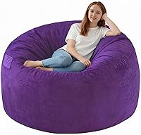 Vista 91 de Silla de Puf de 3 pies, Sillas de Puf Cómodas con Relleno de Espuma Viscoelástica, Sofá de Puf Esponjoso con Funda de Terciopelo Holandés, Sillas