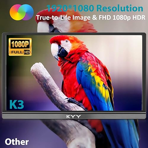 Miniatura 2 de KYY Monitor portátil de 156 pulgadas 1080P FHD USB-C Monitor de computadora HDMI Monitor de juegos HDR IPS con cubierta inteligente y altavoces de