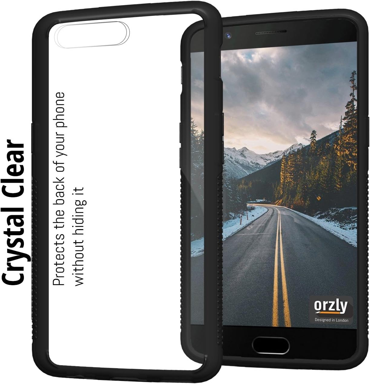 Orzly OnePlus 5 Case, Fusion Bumper Case for ONE Plus Five Model Smartphone (Original 2017 Version) Protective Hard Back Cover Shell with Black Impact Absorbing Rubber Rim & Clear Back Panel