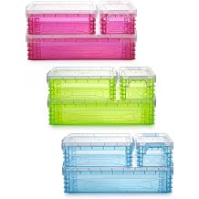 novelinks Clear Plastic Small Storage Containers with Lids ColorMixed-9 | Small Crayon Boxes, Small Storage Bins with Lids, Pencil Box, Sorting Boxes, Bead Containers, Mini Storage Containers