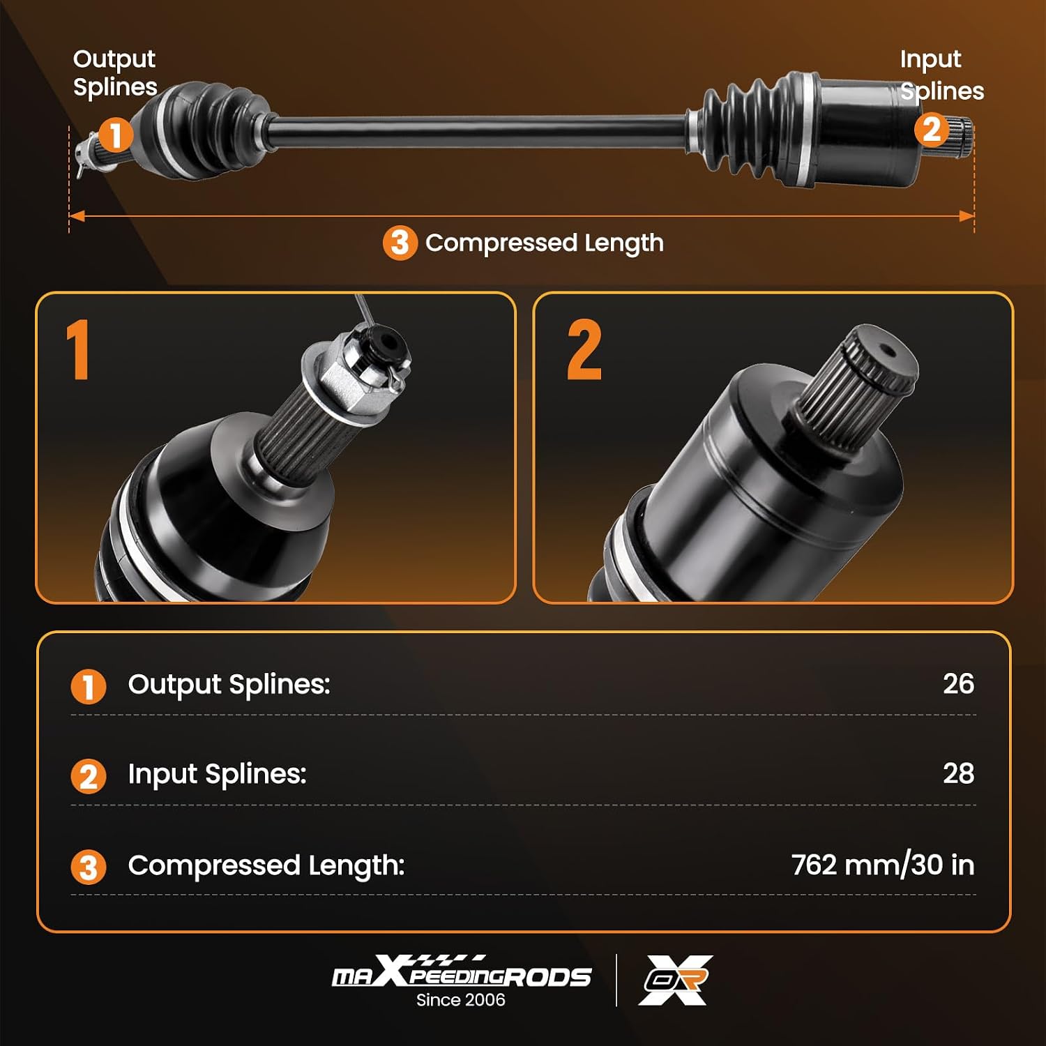 maXpeedingrods Rear Left Right CV Axle for Polaris RZR XP 1000 XP 4 1000 2014-2019 Replaces 1333124 1333439 1333944